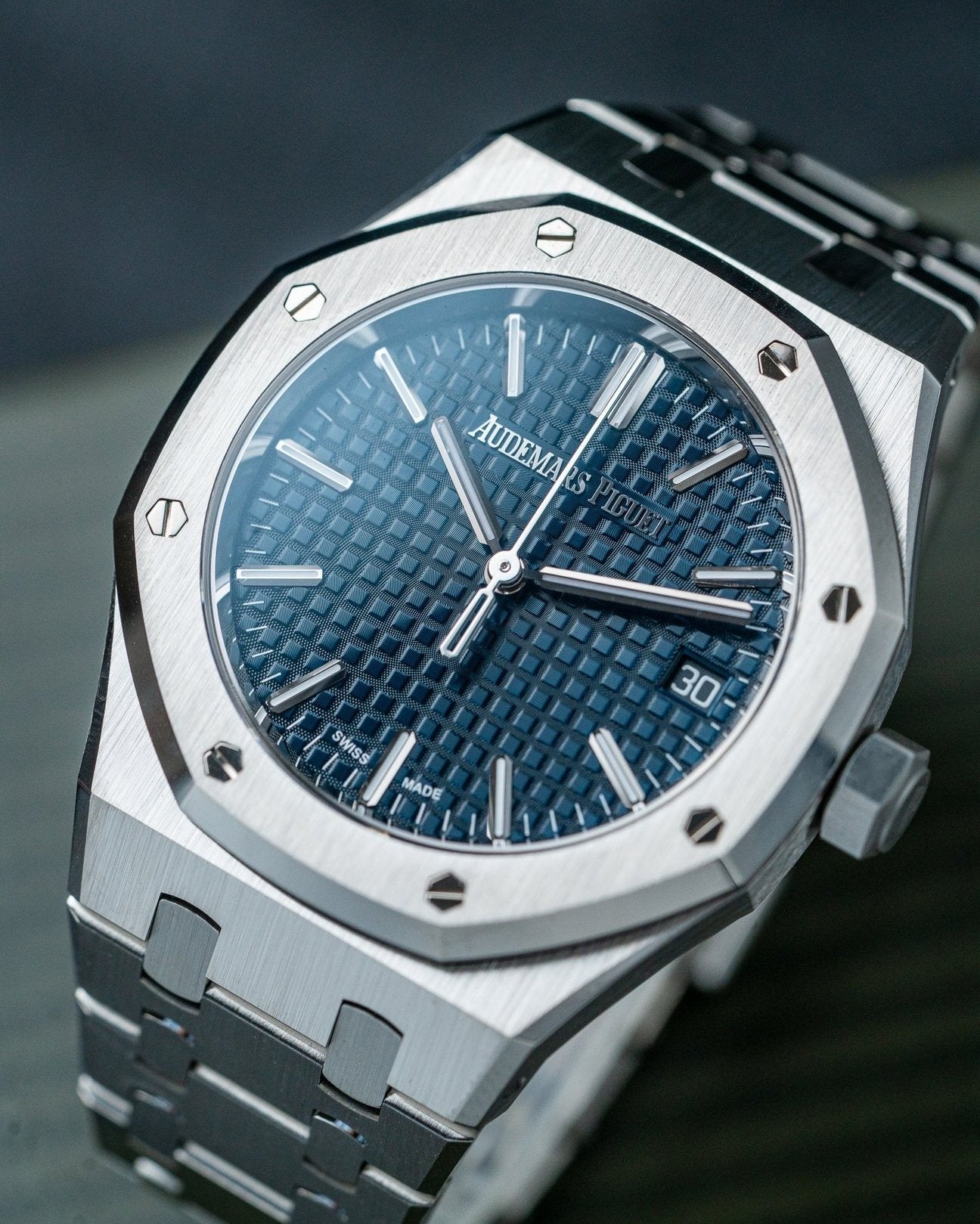 37mm Steel Audemars Piguet Royal Oak 15550ST Blue Dial Watch at Alpha Crown