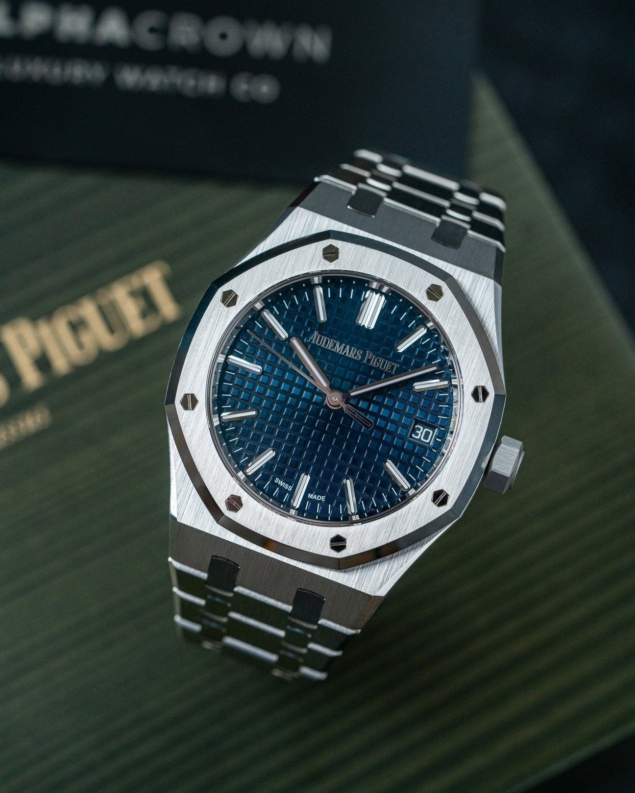 37mm Steel Audemars Piguet Royal Oak 15550ST Blue Dial Watch at Alpha Crown