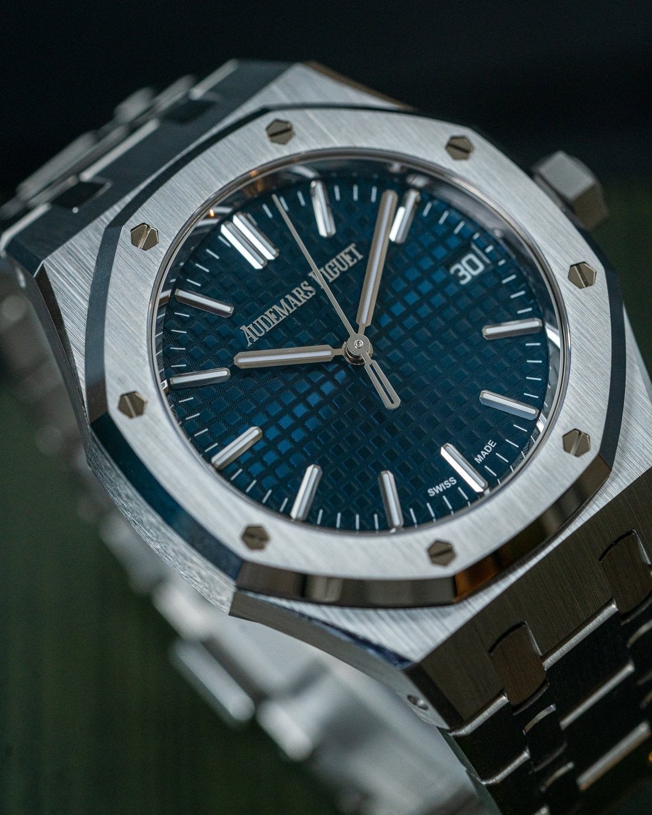 37mm Steel Audemars Piguet Royal Oak 15550ST Blue Dial Watch at Alpha Crown