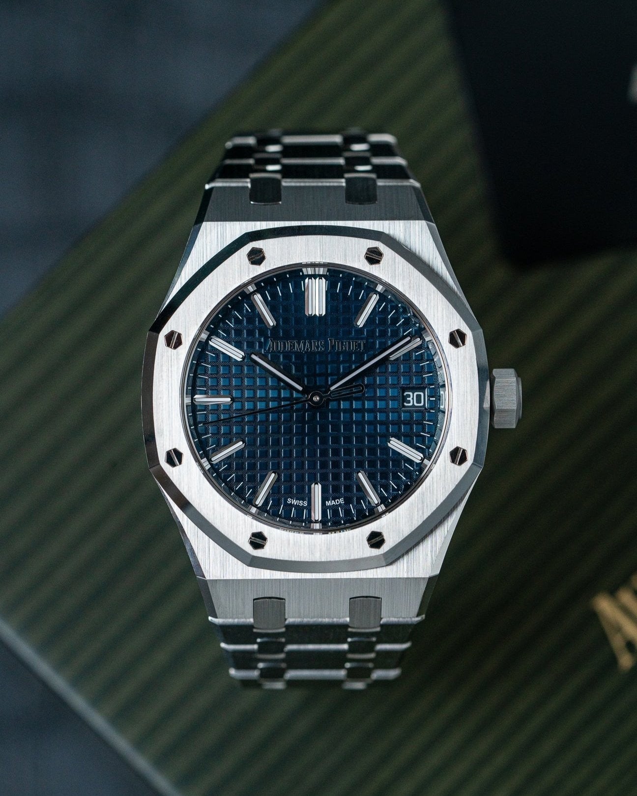 37mm Steel Audemars Piguet Royal Oak 15550ST Blue Dial Watch at Alpha Crown