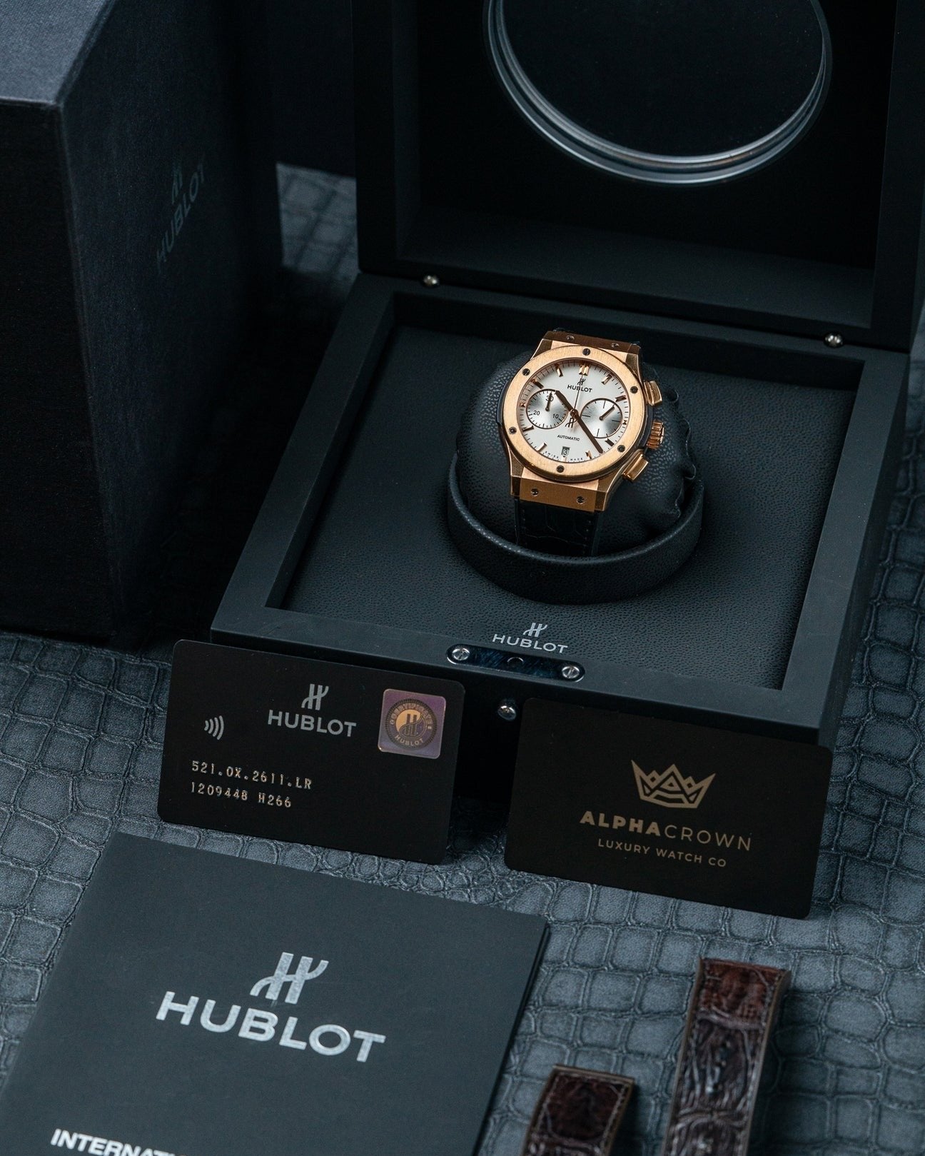 18k Rose Gold 45mm Hublot Classic Fusion Chronograph Watch at Alpha Crown