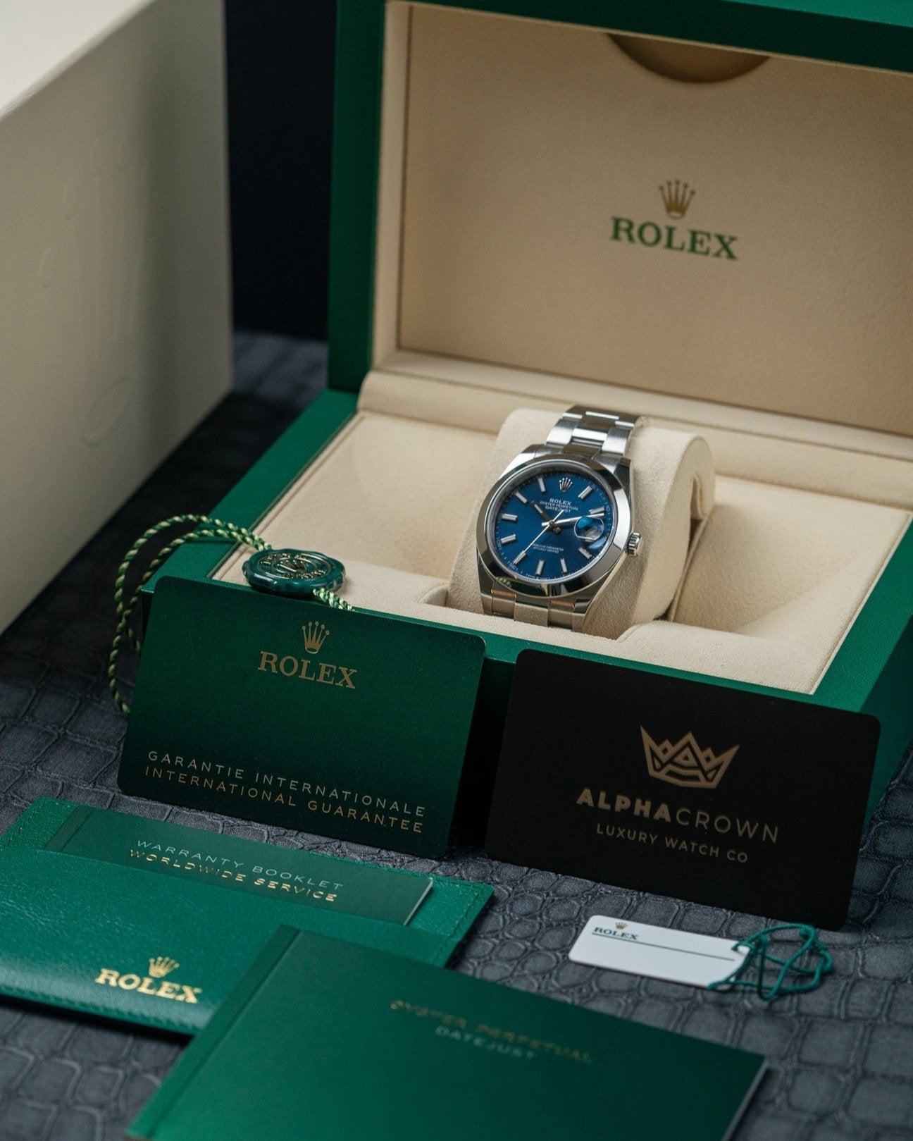 41mm Steel Rolex Datejust 126300 Blue Dial Watch at Alpha Crown in Texas