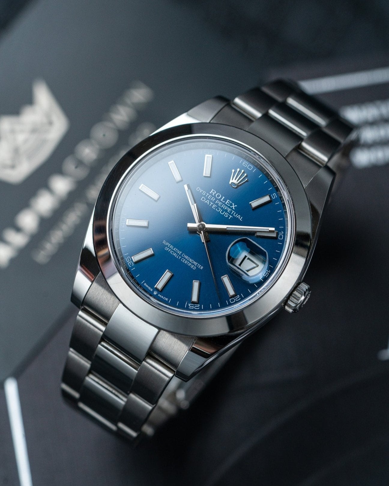 41mm Steel Rolex Datejust 126300 Blue Dial Watch at Alpha Crown in Texas