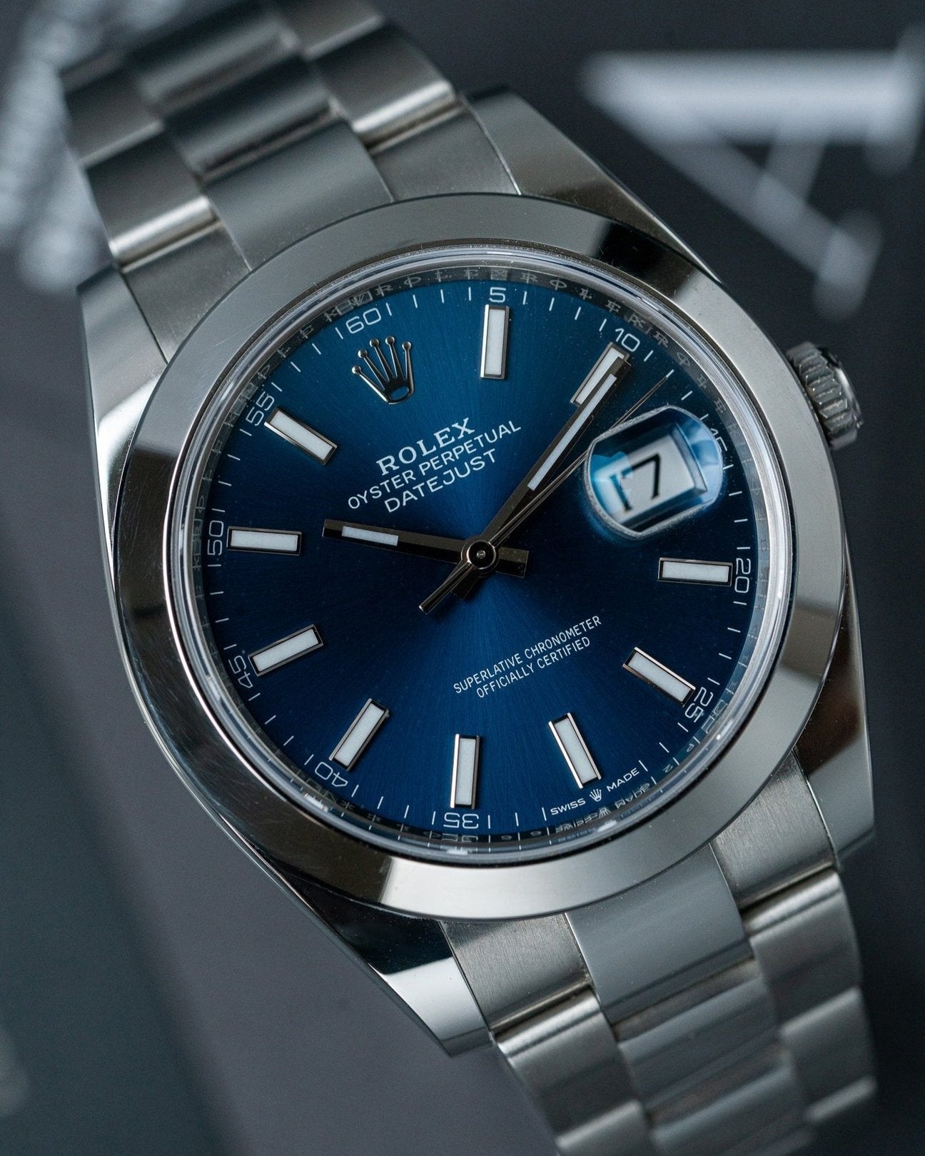 41mm Steel Rolex Datejust 126300 Blue Dial Watch at Alpha Crown in Texas