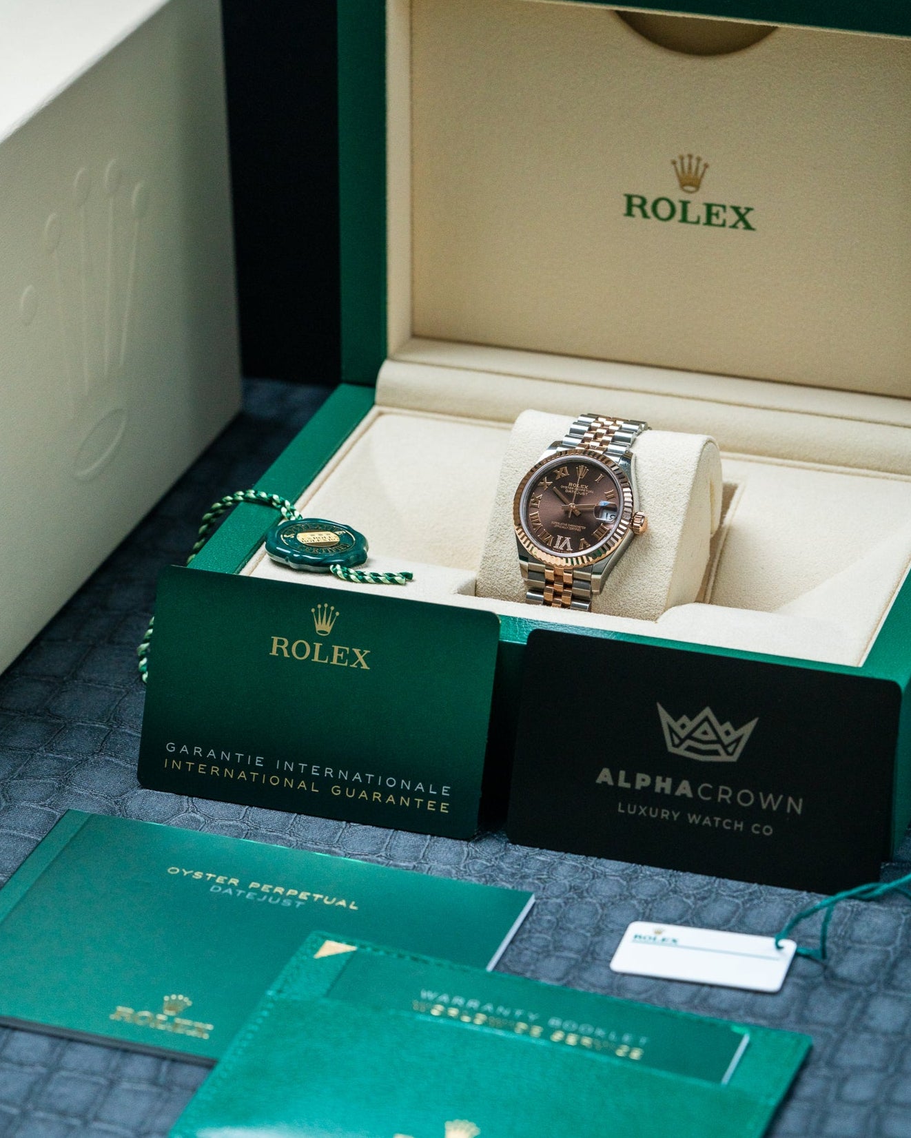 Everose Gold Chocolate Diamond Dial Rolex Datejust 278271 Watch at Alpha Crown Dallas