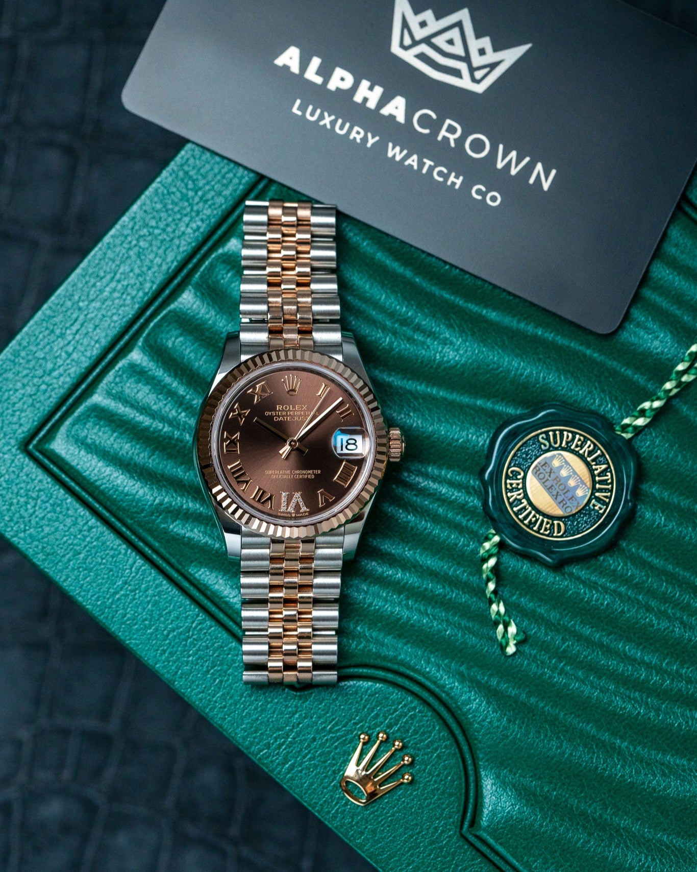 Everose Gold Chocolate Diamond Dial Rolex Datejust 278271 Watch at Alpha Crown Dallas