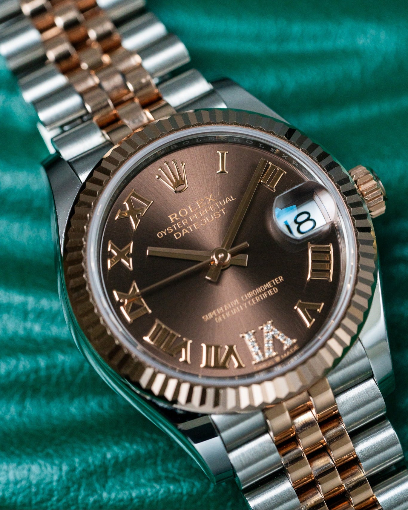 Everose Gold Chocolate Diamond Dial Rolex Datejust 278271 Watch at Alpha Crown Dallas