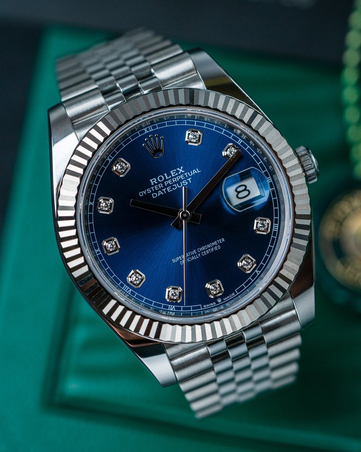 2024 Steel Rolex Datejust Blue Diamond Dial 126334 Watch at Alpha Crown in TX