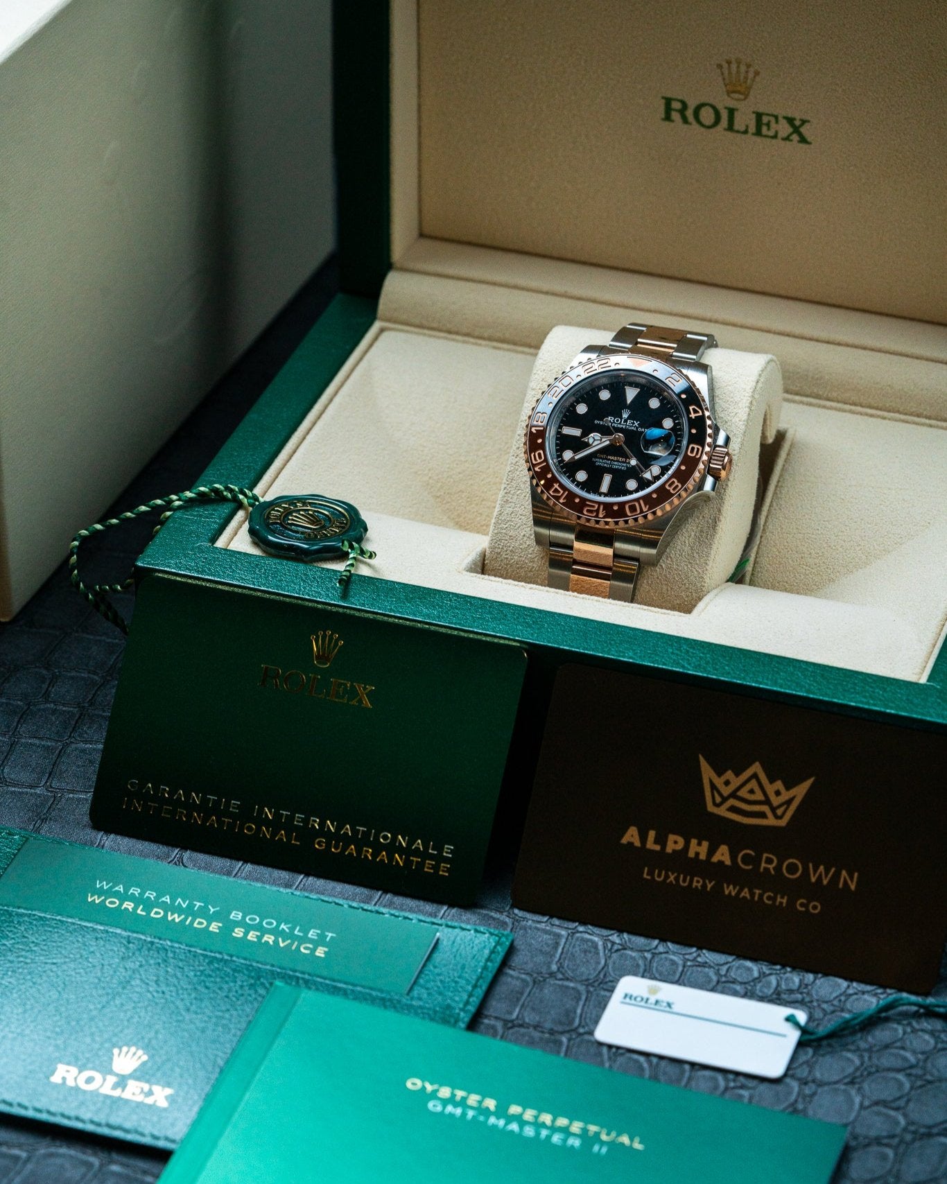 40mm Everose Rolesor Rolex GMT Master II Rootbeer 126711CHNR Watch at Alpha Crown