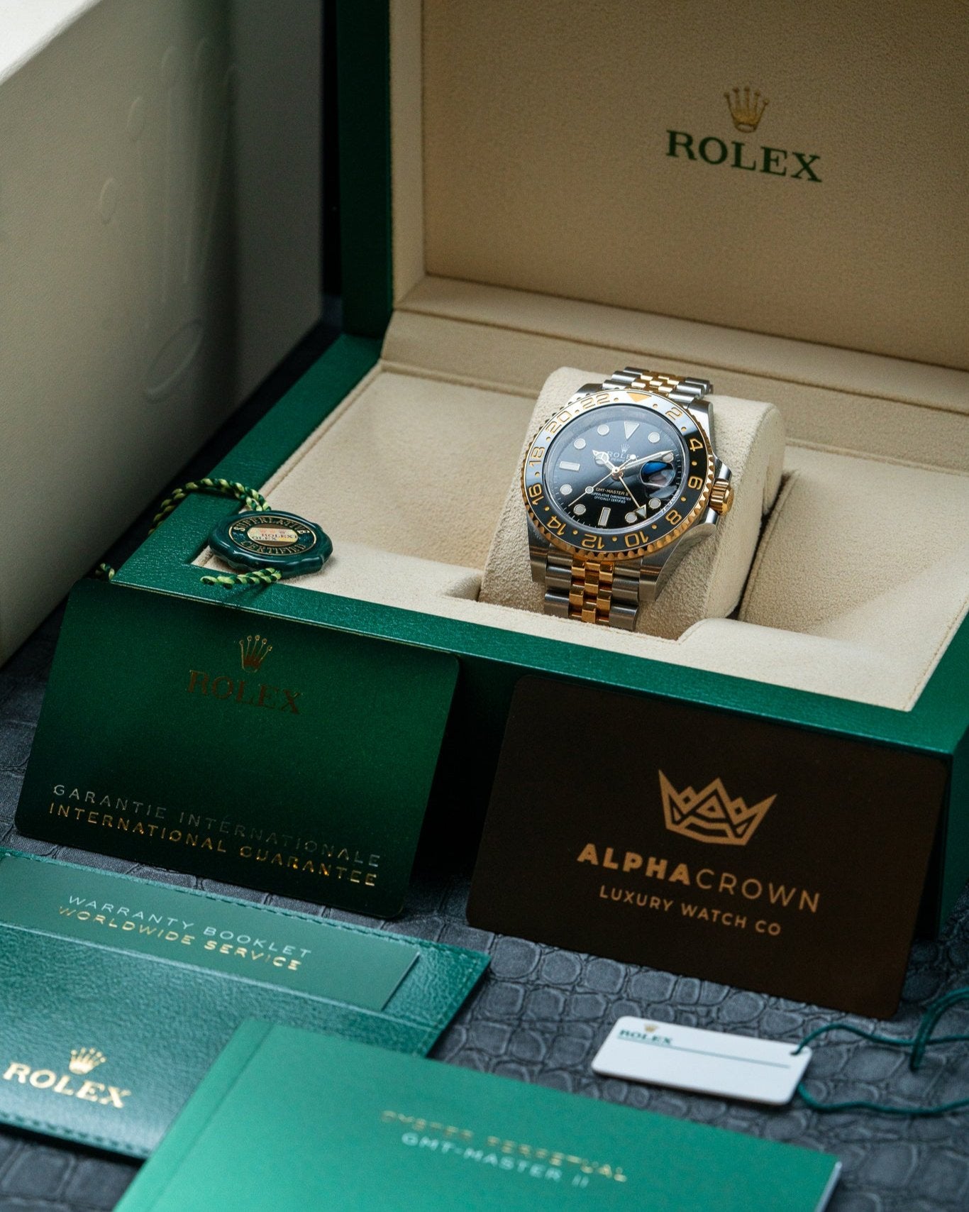 40mm Yellow Rolesor Rolex GMT Master II Zombie 126713GRNR Watch at Alpha Crown