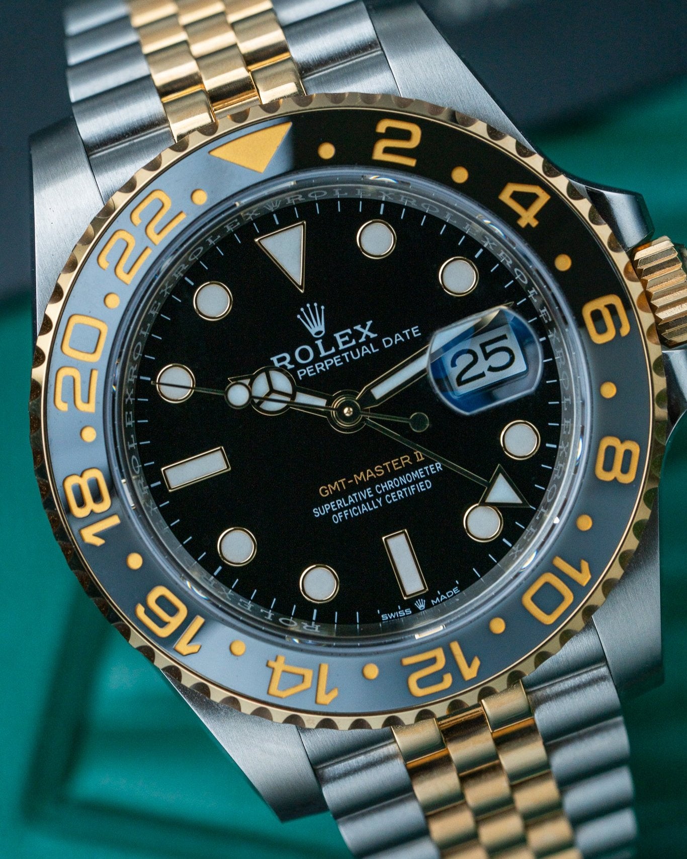 40mm Yellow Rolesor Rolex GMT Master II Zombie 126713GRNR Watch at Alpha Crown