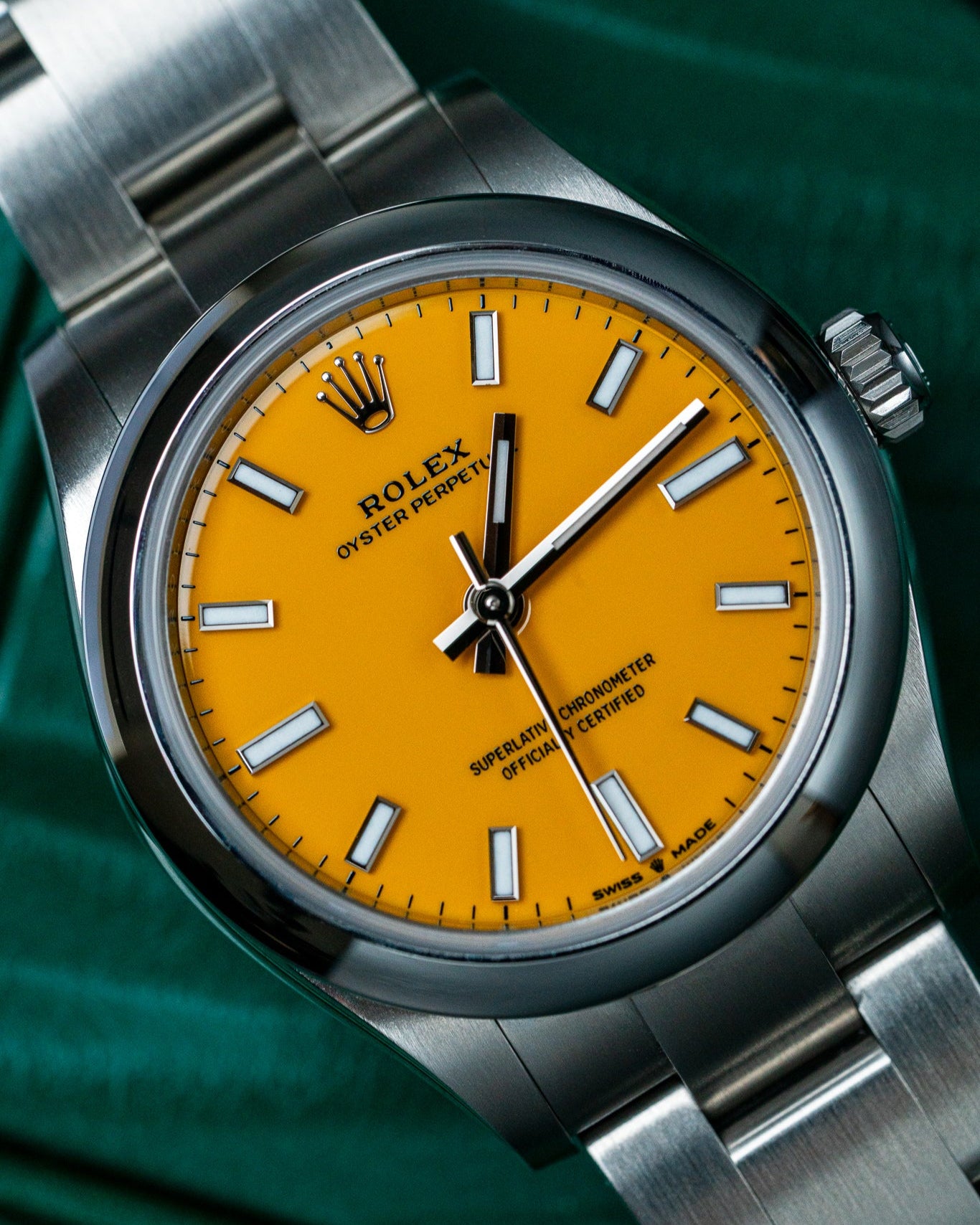 2022 Steel Rolex Oyster Perpetual 277200 "Yellow" at Alpha Crown Dallas