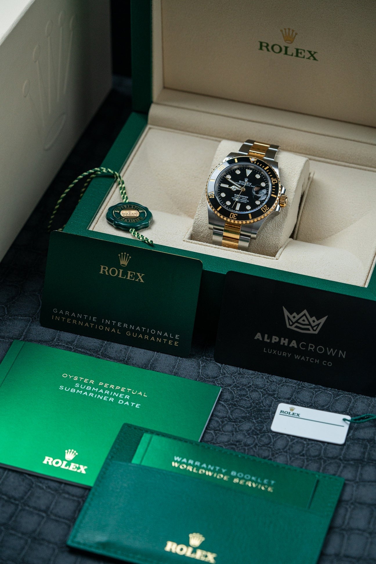 41mm Two Tone Yellow Gold Rolex Submariner 126613LN Black Dial Watch at Alpha Crown